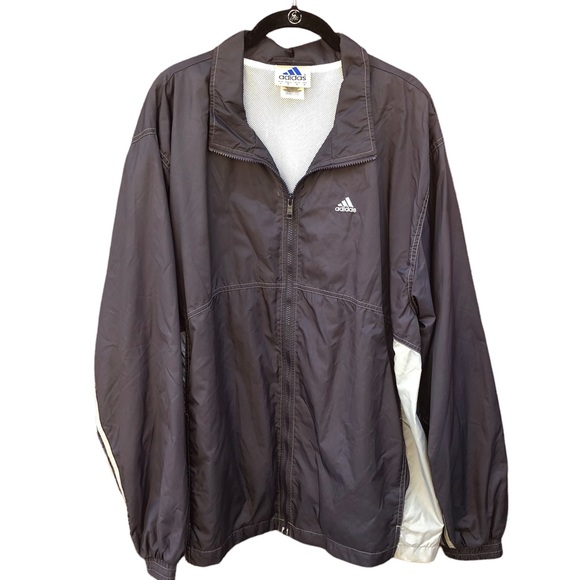 adidas Other - Adidas Large Windbreaker Charcoal Gray Full Zip Up Mesh Y2K Jacket Retro